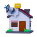 House with megaphone icon second step transparent